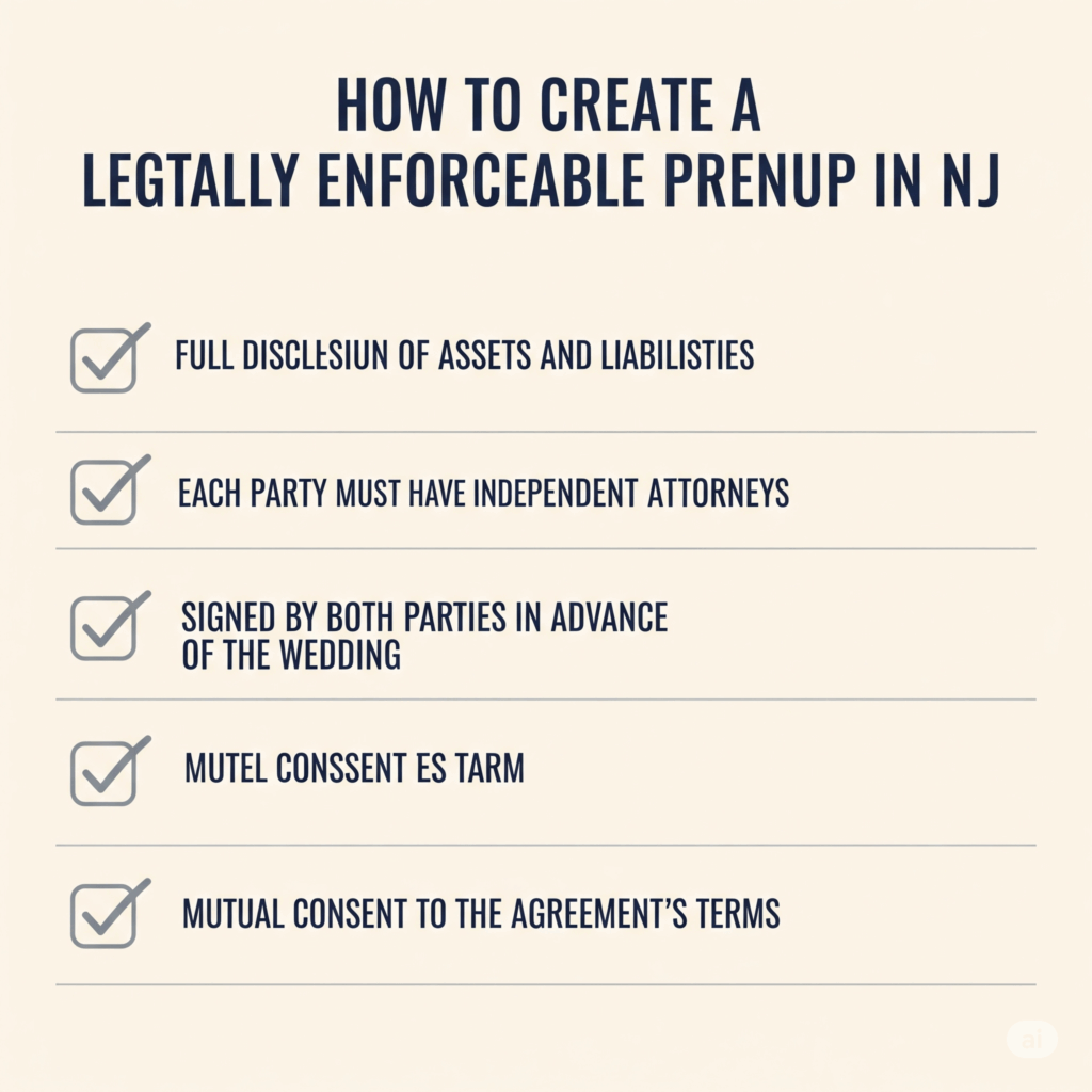 Checklist of enforceable prenup requirements in New Jersey